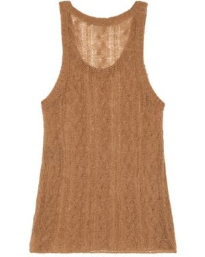Alanui Desert Drift Cable-Knit Tank Top - Brown