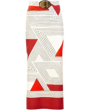 Silvia Tcherassi Atira Geometric Midi Skirt - Red
