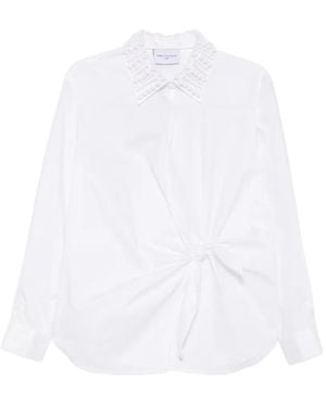 Isabelle Blanche Bead-Embellished Knot-Detail Shirt - White