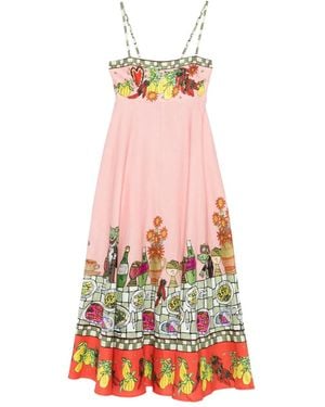 ALÉMAIS Floral-Print A-Line Dress - White