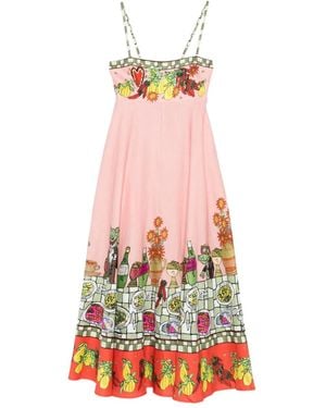 ALÉMAIS Floral-Print A-Line Dress - White