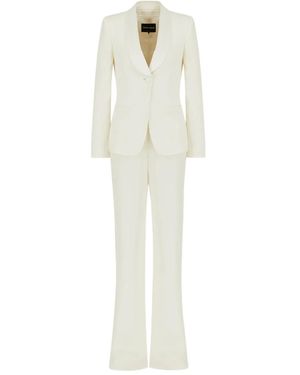 Giorgio Armani Single-Breasted Silk Suit - White