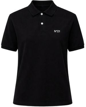 N°21 Logo-Embroidered Polo Shirt - Black