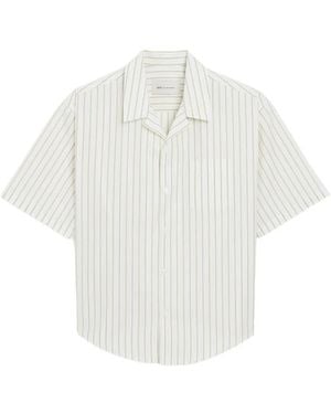 Ami Paris Striped-Pattern Revere-Collar Shirt - White