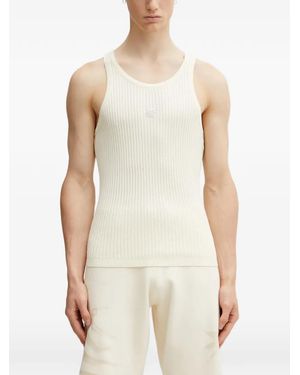 Filling Pieces Ribbed Logo-Embroidered Tank Top - White