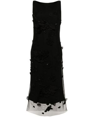 Viktor & Rolf Floral-Appliqué Dress - Black