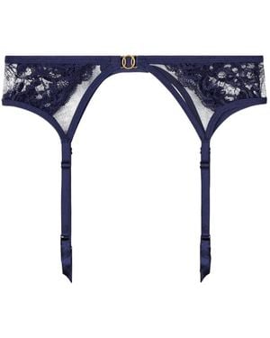 Aubade Feeling Myself Lace-Panel Suspender Belt - Blue
