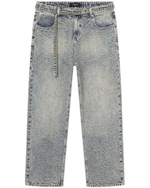 don't waste culture Corentinel Acid-Wash Belted Jeans - Grey