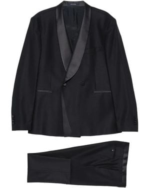 Tagliatore Shawl-Lapel Double-Breasted Suit - Black