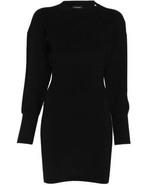 Anine Bing Ribbed-Knit Long-Sleeve Dress - Black