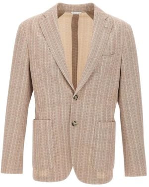 Manuel Ritz Nuvola striped cotton blazer - Neutro
