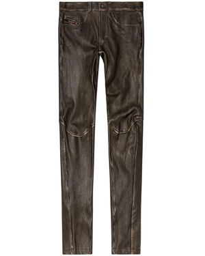 DIESEL P-Nash-Leat Leather Trousers - Grey