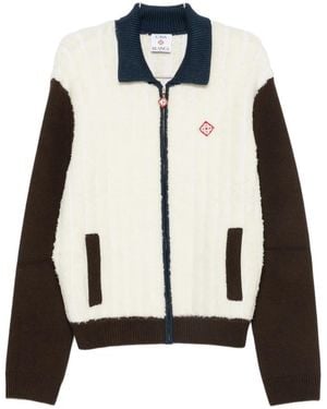 CASABLANCA Logo-Patch Zip-Up Jacket - White