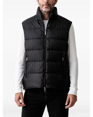 ARMANI EXCHANGE Monogram-Print Quilted Gilet - Black