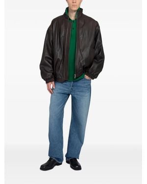 Ssstein Stand-Collar Leather Jacket - Black