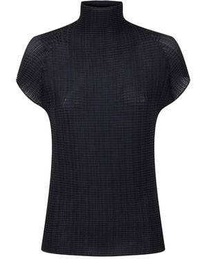 Issey Miyake プリーツ Tシャツ - ブラック