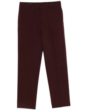 Emporio Armani Pressed-Crease Straight-Leg Trousers - Red