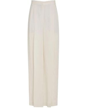 Brunello Cucinelli Linen Wide-Leg Pants - White
