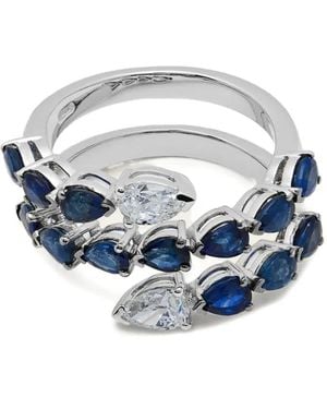 Jewels Aficionado 18K Sapphire Diamond Bypass Ring - Black