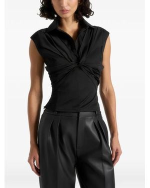 Manière De Voir Twist Front Sleeveless Shirt - Black