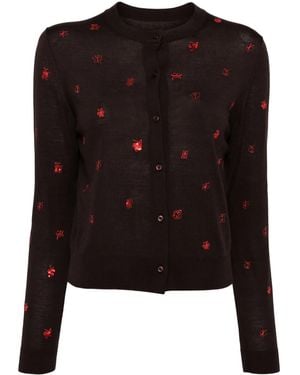 JNBY Sequined Butterfly-Embroidered Cardigan - Black
