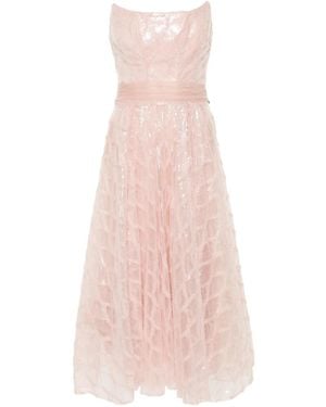 Nissa Sequinned Diamond-Pattern Dress - Pink