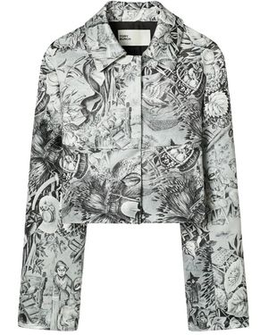 Tory Burch Cropped-Blazer Mit Print - Grau