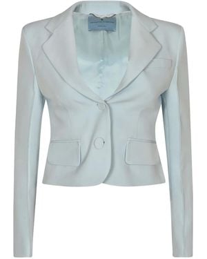 Ermanno Scervino Cropped Single-Breasted Blazer With Notched Lapel - Blue