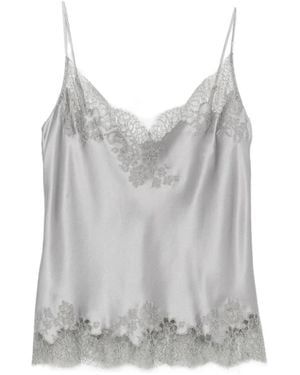Carine Gilson Camisola Con Ribete De Encaje - Gris