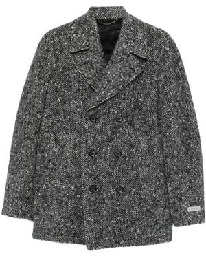 Canali Double-Breasted Herringbone Coat - Grey