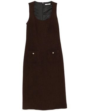Maje Button-Detail Sleeveless Dress - Brown