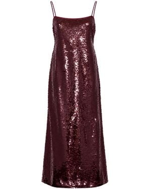 Alberta Ferretti Sequin-Embellished Spaghetti-Strap Maxi Dress - Purple