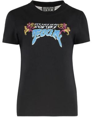 Versace Jeans Couture Logo-print Mesh-panel T-shirt - ブラック