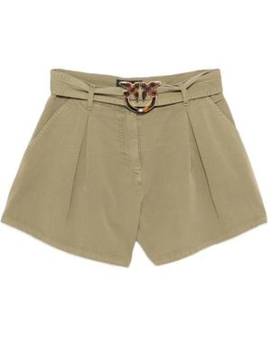 Pinko Love Birds Belted Shorts - Natural