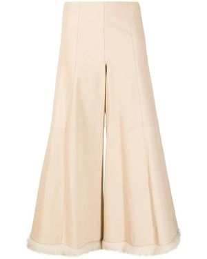 By Malene Birger High-Waist Leather Culotte Trousers - Natural