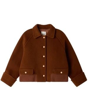 Sandro Button-Up Wool-Blend Jacket - Brown