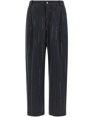 Brunello Cucinelli Nadelstreifen-Hose mit Pailletten - Blau
