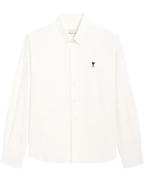 Ami Paris Cotton Shirt With Ami De Coeur - White