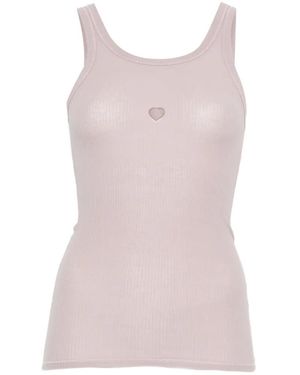 Baserange Heart Ribbed Tank Top - Pink