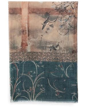 Pierre Louis Mascia Floral-Print Scarf - Blue