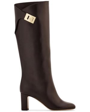 Ferragamo Stiefel Mit Hug Schnalle - Schwarz