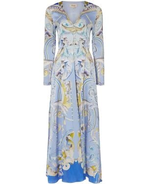 Temperley London Carline-Print Coat - Blue