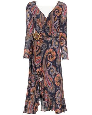 Etro Paisley-Print Midi Dress - Blue