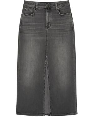Marc O' Polo Split-Front Denim Skirt - Gray