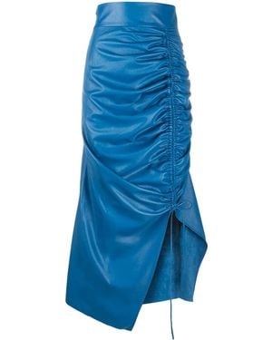 Matériel Ruched Asymmetric Skirt - Blue