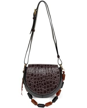 Dries Van Noten Small Crocodile-Effect Beaded Cross Body Bag - Black