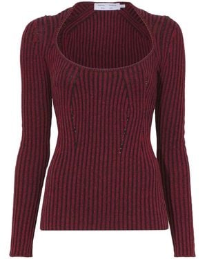 Proenza Schouler Plaited Rib Scoop Neck Sweater - Purple