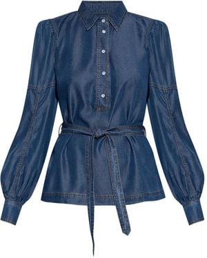 Munthe Denim Belted Blouse - Blue
