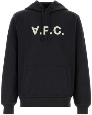 A.P.C. Logo-Print Drawstring Hoodie - Blue
