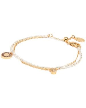 Bimba Y Lola Pulsera De Doble Cadena Con Perla Y Logo - Neutro